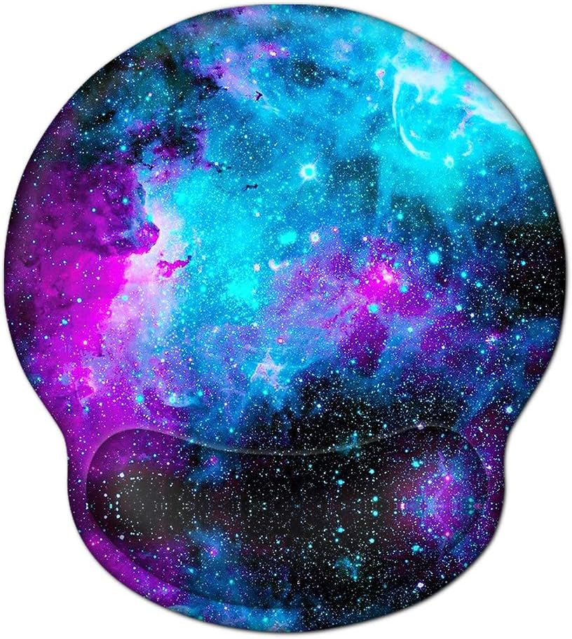 Ergonomic Mouse Pad Wrist Rests Support, Non Slip Mousepads with Gel Cushion Wrist Support, Comfortable Durable Mouse Pads for Home Office Efficient Working Easy Typing & Pain Relief (Galaxy)