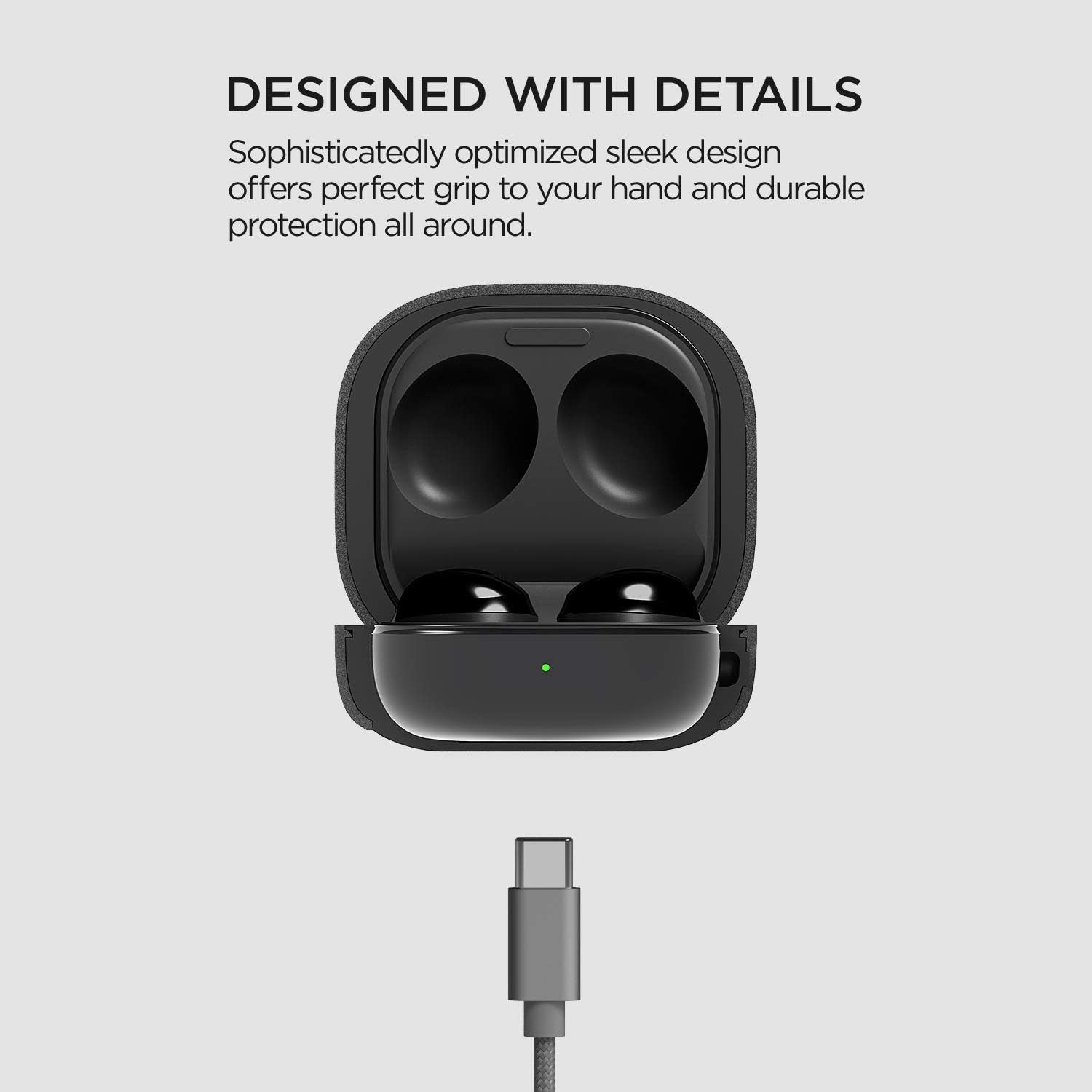 Compatible Galaxy Buds Case - Full Body Shockproof Hard Shell Cover (Modern-Sand Stone)