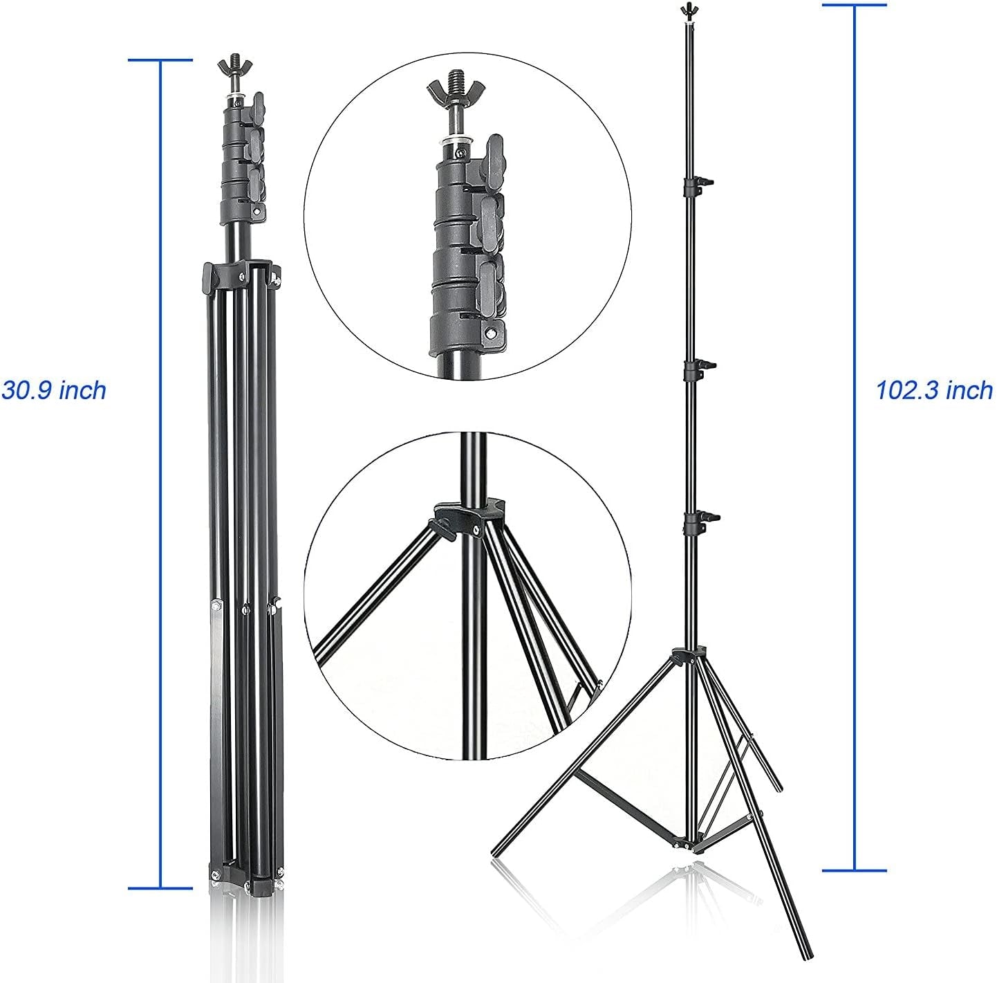 Photo Video Studio 10 X 8.5Ft Stand with Muslin Backdrop (Green/White/Black) & 85W 5500K Led Bulb & Umbrella Lighting Kit Photography Background Support System Kit,Clamp, Carry Bag
